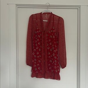 Free People Red Floral Dress Size xs